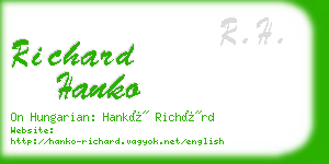 richard hanko business card